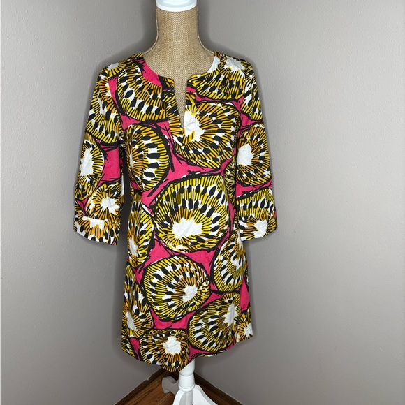 J. Crew Dresses & Skirts - J.Crew Ratti Electric Kiwi Pink Tunic Summer Mini Dress Size 8 100% Cotton